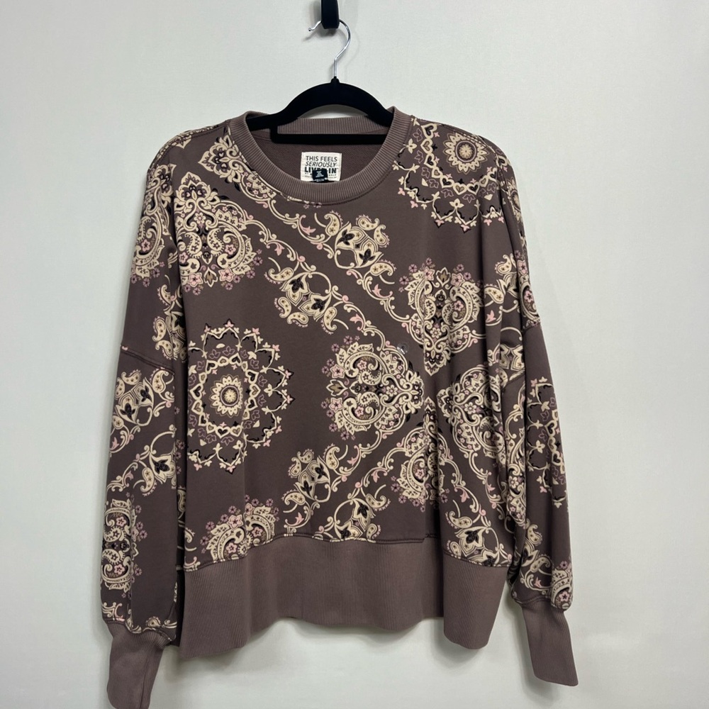 American Eagle Outfitters Brown and Cream Patterned Sweatshirt